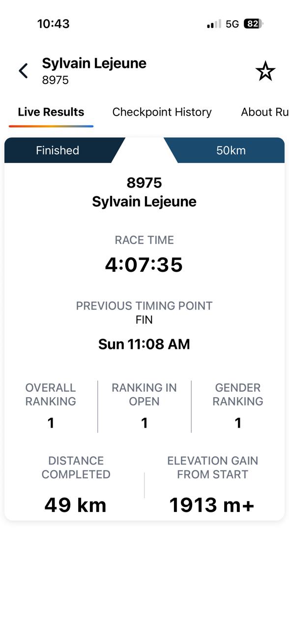 Livio live runner result